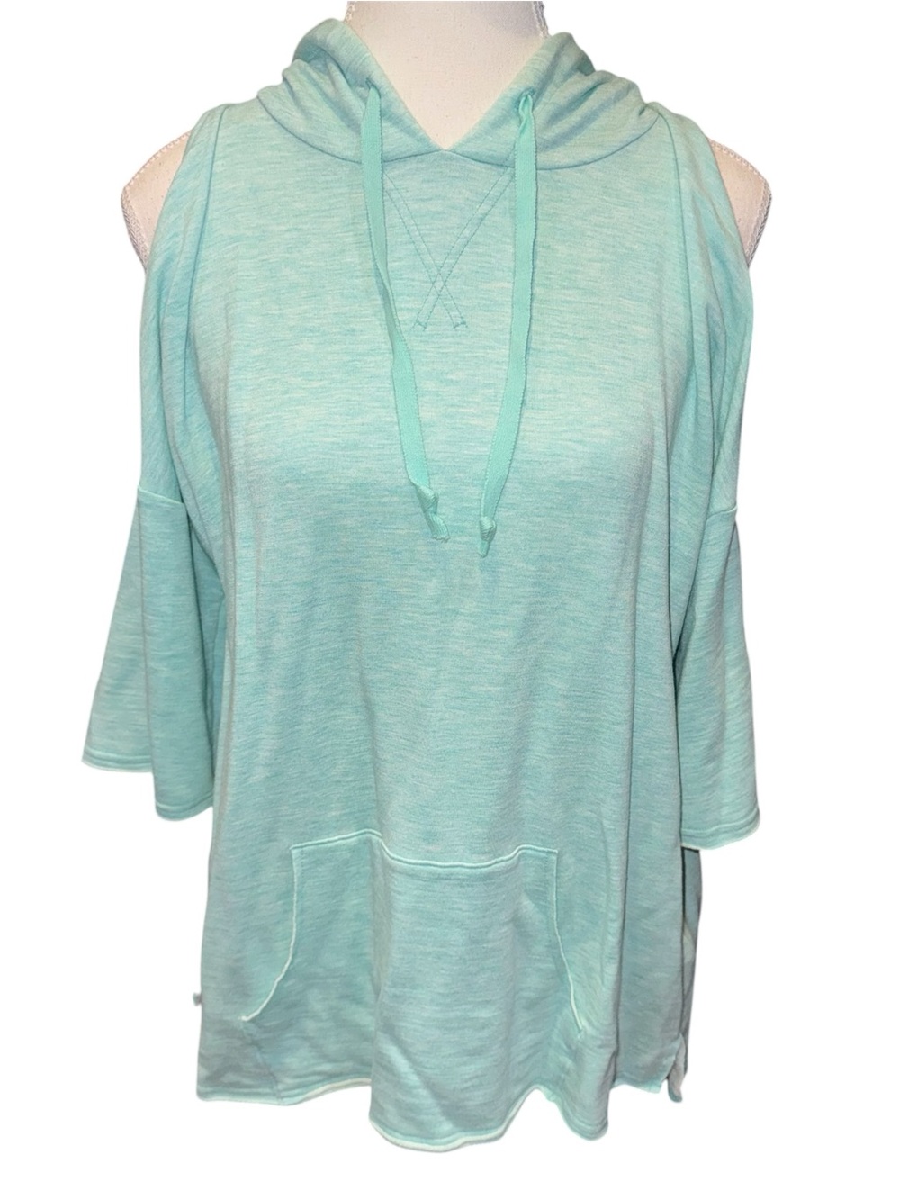 Super soft cold shoulder hooded shirt